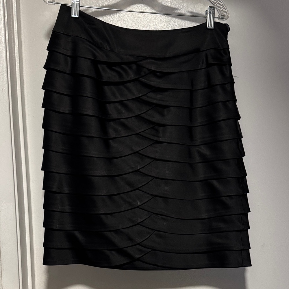 Calvin Klein Black Satin Layered Skirt